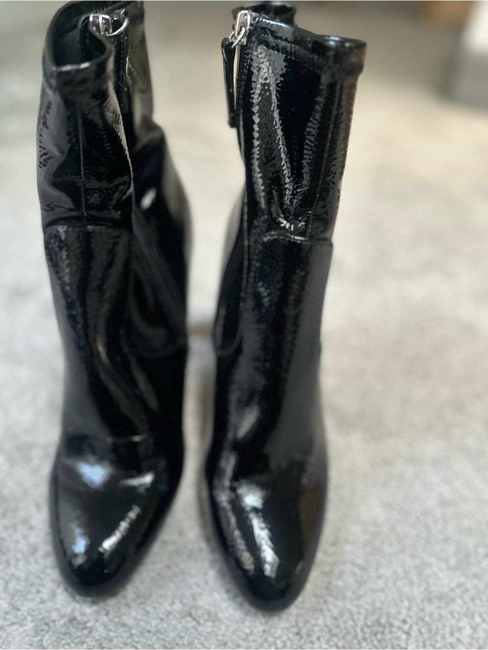 Steve Madden Eminent Black Patent Mid-Calf Heeled Boots